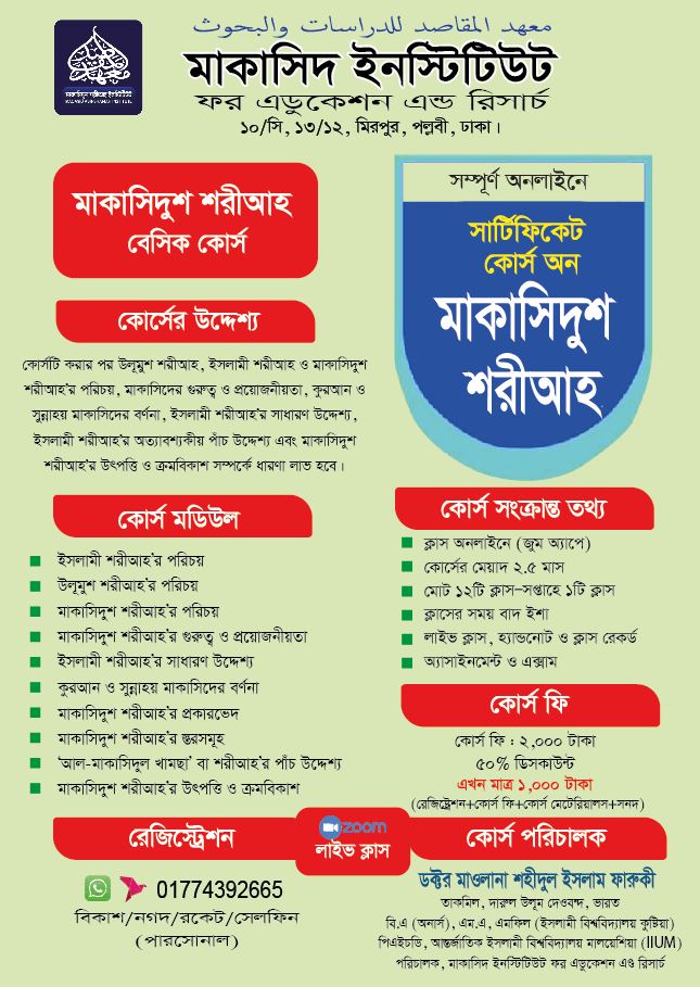 মাকাসিদুশ শরীআহ ও ফিকহুল মুআমালাত